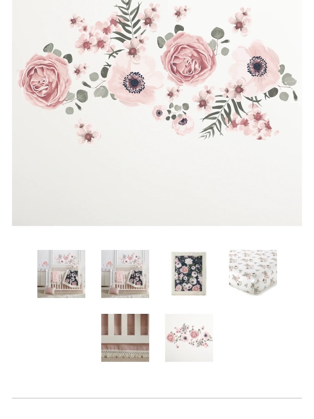 Blush Pink Floral Wall Decal - Rose & Anemone Bouquet